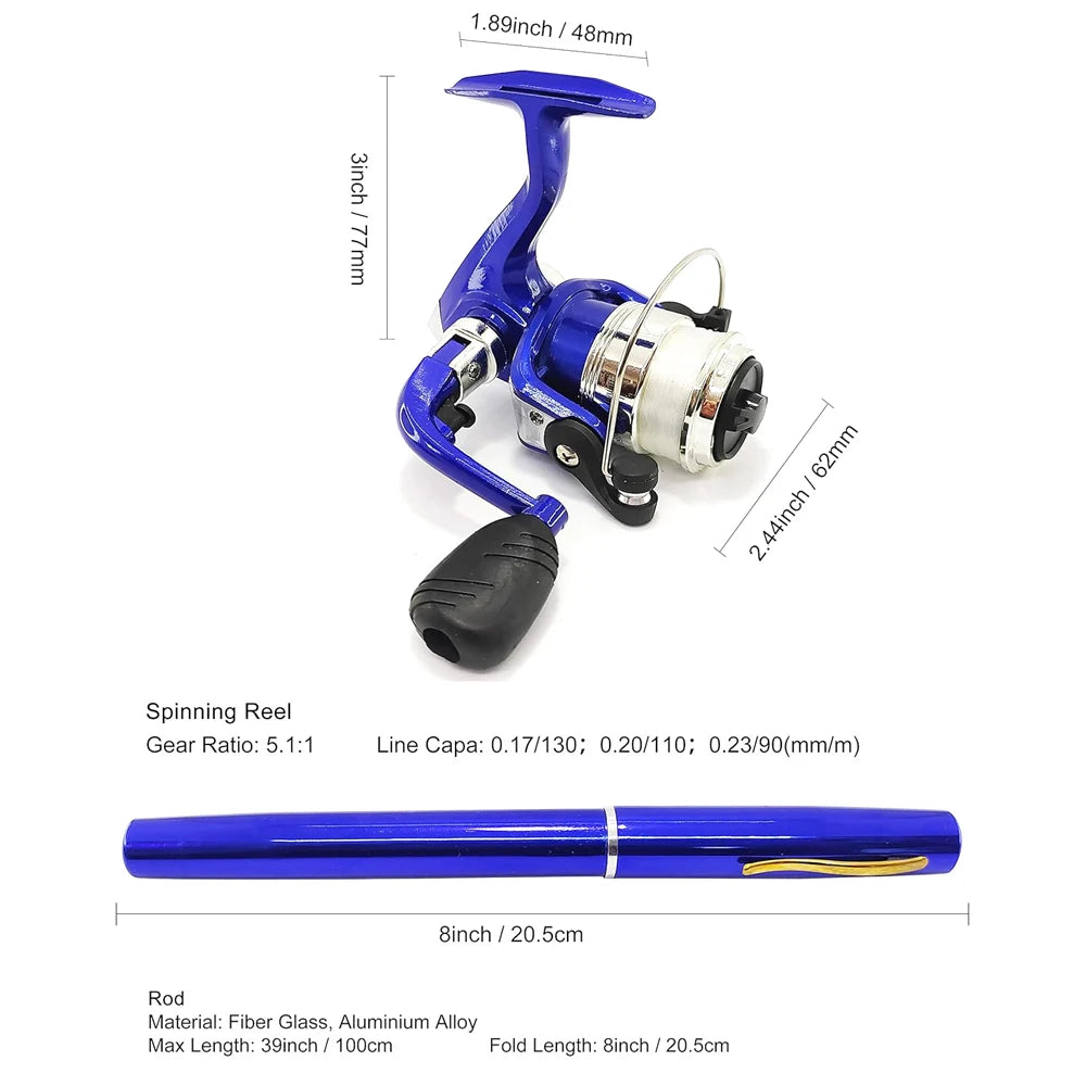 Telescopic Mini Fishing Rod Carbon Reel Set Portable Pocket Pen Casting Pole Aluminum Alloy Spinning Ultralight for Fish Feeder